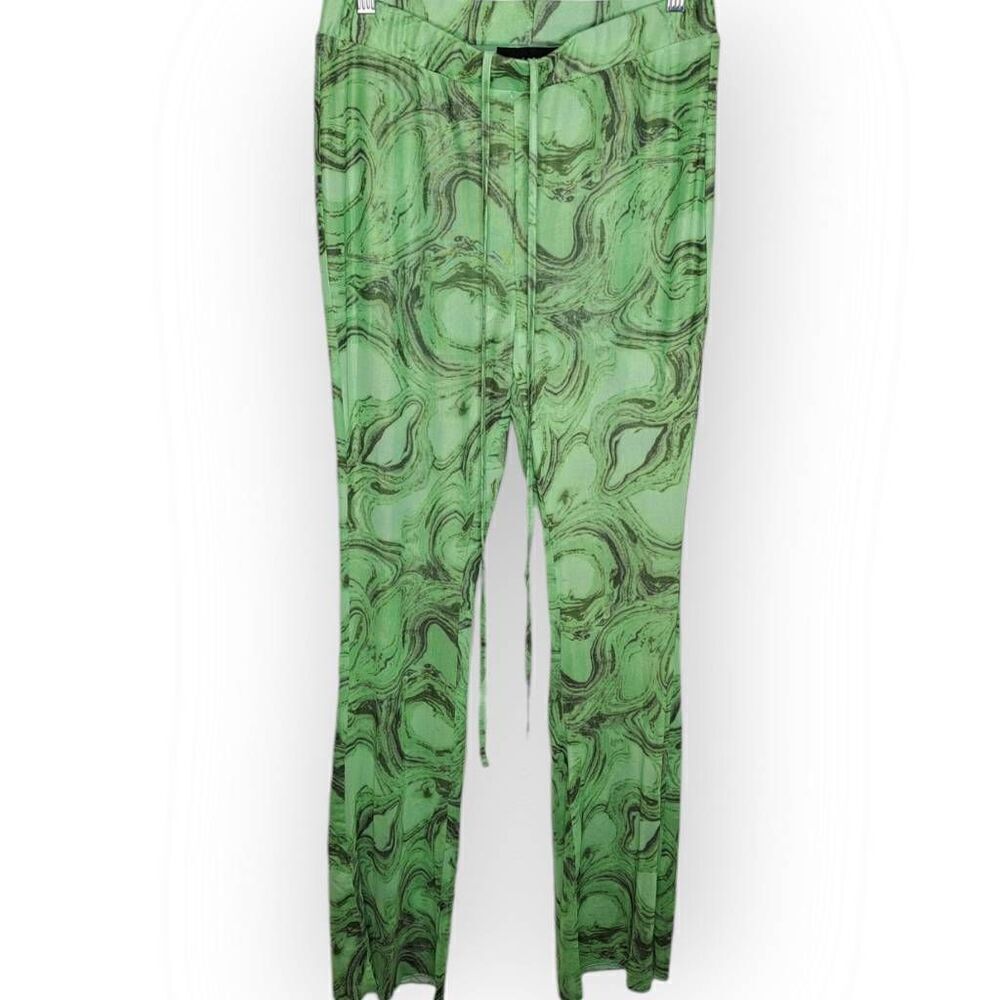 No Vacancy Dolls Kill Women's Psychedelics Mesh Flare Pants Green size Large
